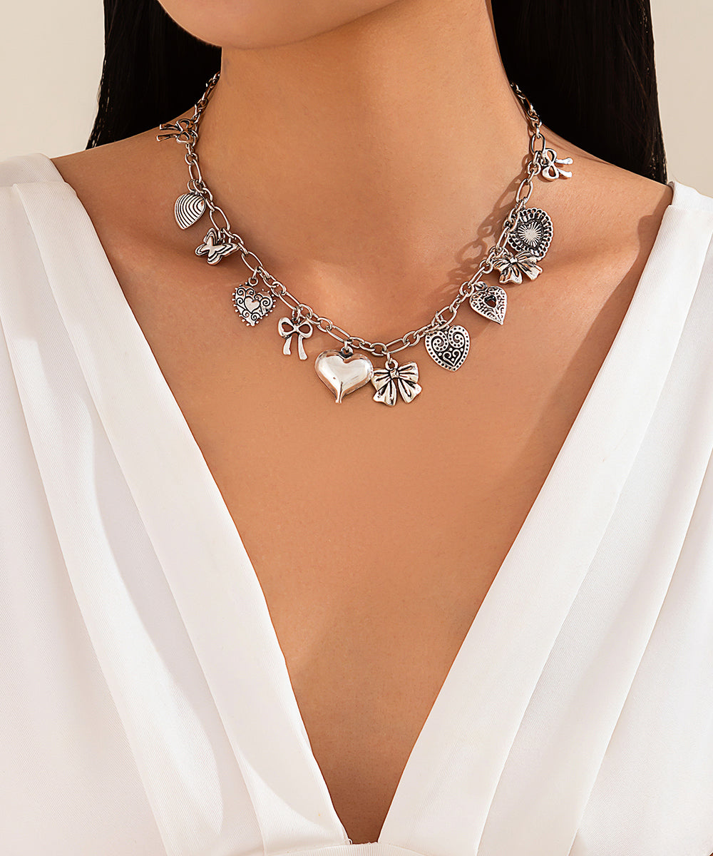 Collier pendentif asymétrique en argent sterling et soie tendance - Amawinc