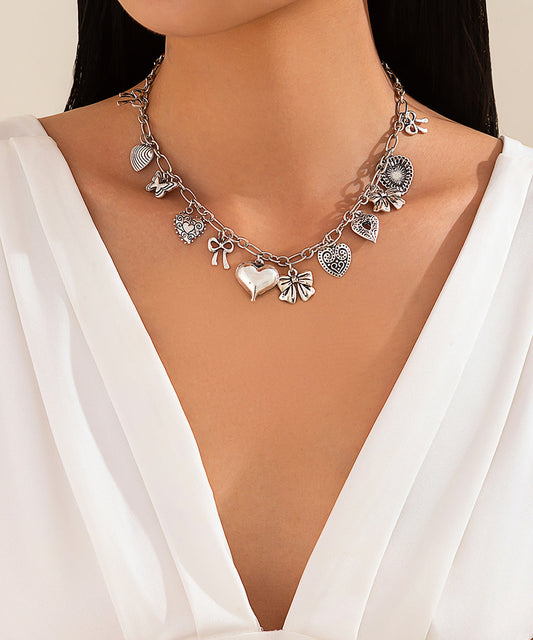 Collier pendentif asymétrique en argent sterling et soie tendance - Amawinc