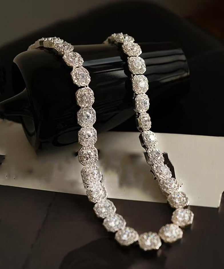 Collier de perles graduées en argent sterling et zircons - Amawinc