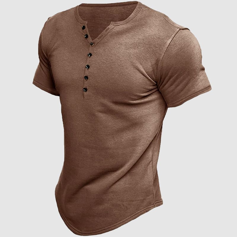 Felix Grant Boss Henley T Shirt Homme Coupe Athlétique Confortable Mélange Coton Polyester Respirant
