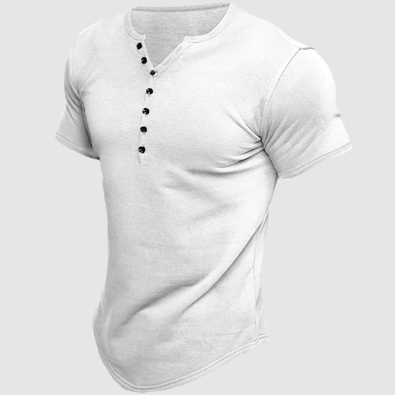 Felix Grant Boss Henley T Shirt Homme Coupe Athlétique Confortable Mélange Coton Polyester Respirant