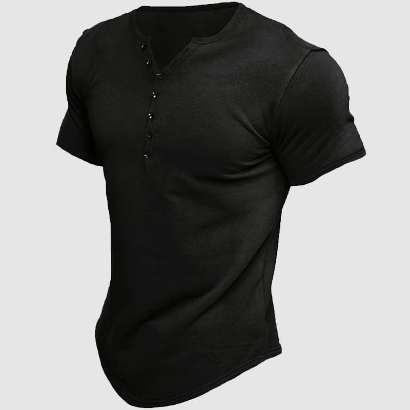 Felix Grant Boss Henley T Shirt Homme Coupe Athlétique Confortable Mélange Coton Polyester Respirant