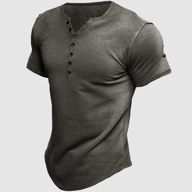Felix Grant Boss Henley T Shirt Homme Coupe Athlétique Confortable Mélange Coton Polyester Respirant