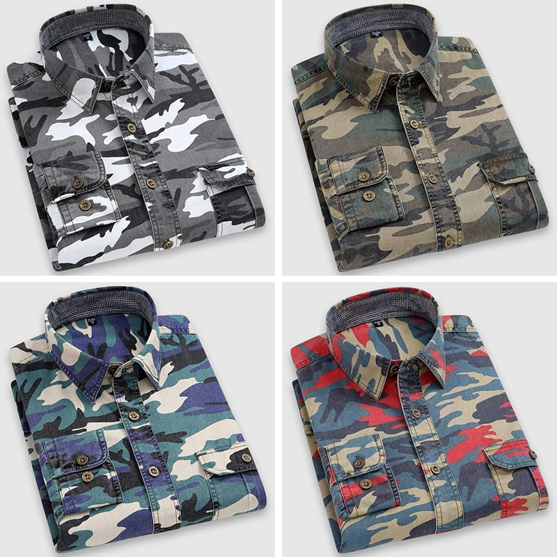 Chemise Camouflage Classique Felix Grant en Coton Premium Avec Col Chemise et Boutonnage Simple