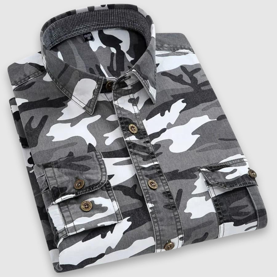 Chemise Camouflage Classique Felix Grant en Coton Premium Avec Col Chemise et Boutonnage Simple