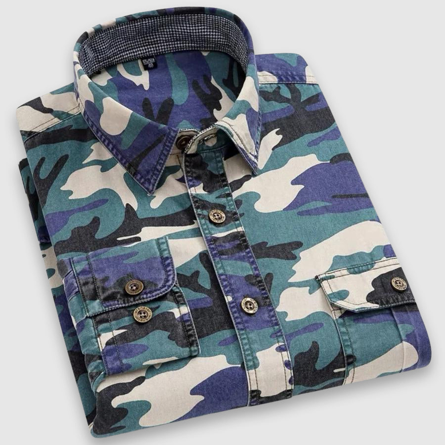Chemise Camouflage Classique Felix Grant en Coton Premium Avec Col Chemise et Boutonnage Simple