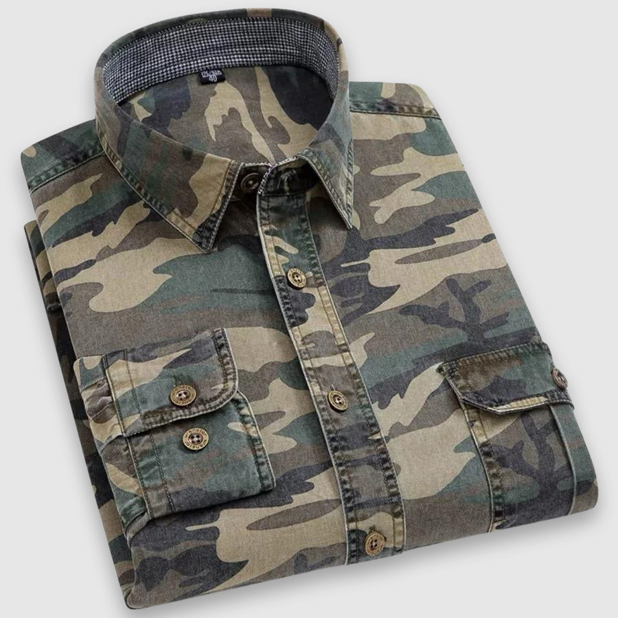 Chemise Camouflage Classique Felix Grant en Coton Premium Avec Col Chemise et Boutonnage Simple