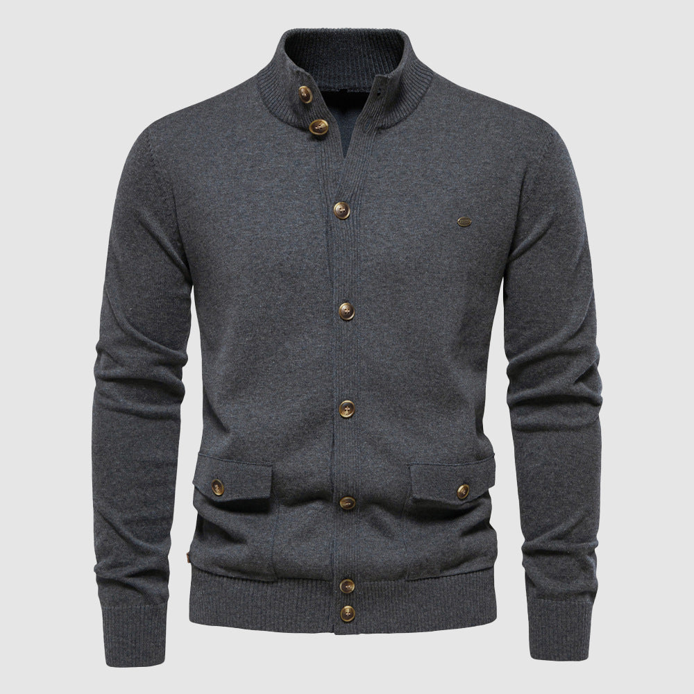 Felix Grant Cardigan En Coton Tricoté Boutonné Pour Bureau Et Décontracté Confortable Chaud