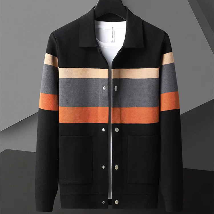 Felix Grant Cardigan Col Polo En Mélange Laine Et Coton Avec Boutons Et Poches Latérales Pour Hiver