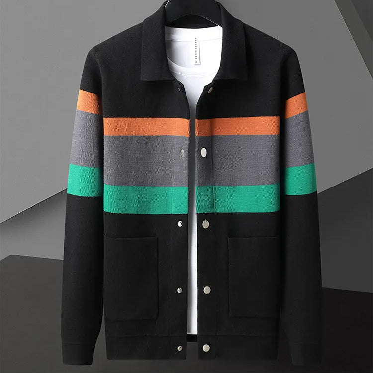 Felix Grant Cardigan Col Polo En Mélange Laine Et Coton Avec Boutons Et Poches Latérales Pour Hiver
