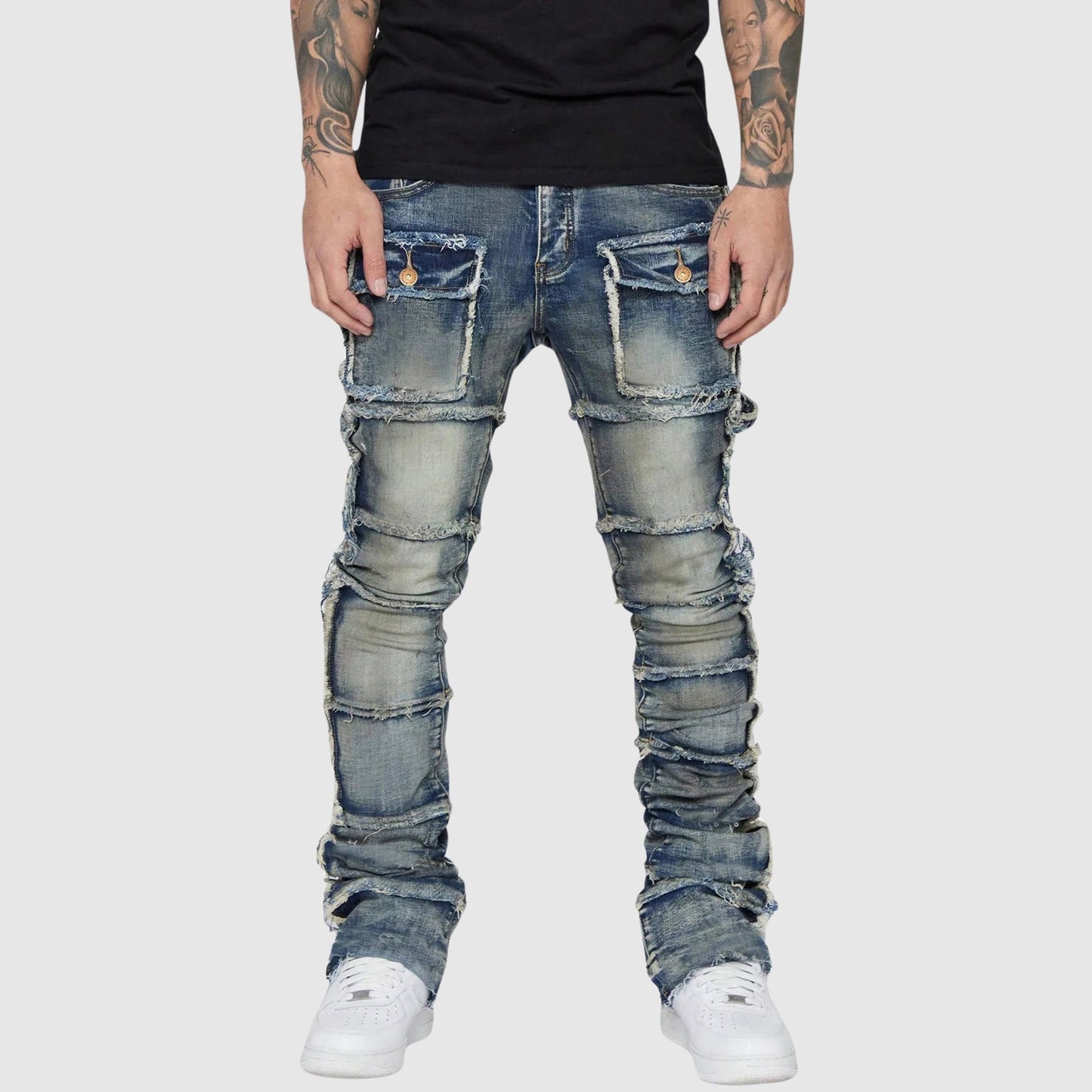 Felix Grant Jeans Distressé En Denim Coupe Cigarette Longueur Totale Pour Toutes Saisons