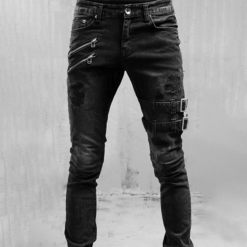Felix Grant Jeans Denim Élégance Détails Côtelés Et Coupe Slim Fermeture Par Bouton