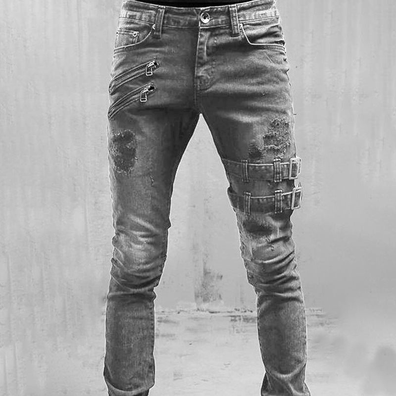 Felix Grant Jeans Denim Élégance Détails Côtelés Et Coupe Slim Fermeture Par Bouton