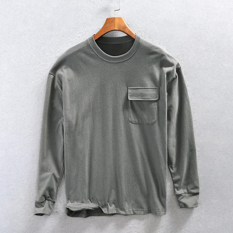 Felix Grant Sweatshirt Quotidien Avec Poche Poitrine Confortable Et Polyvalent En Trois Couleurs