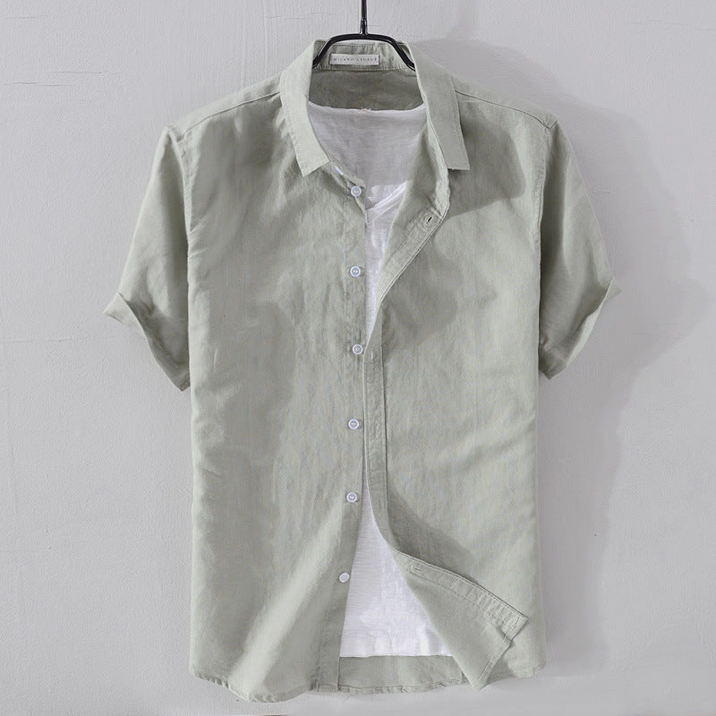 Chemise Décontractée En Lin Felix Grant Col Rabattable Manches Courtes Pour Été Élégante Et Confortable