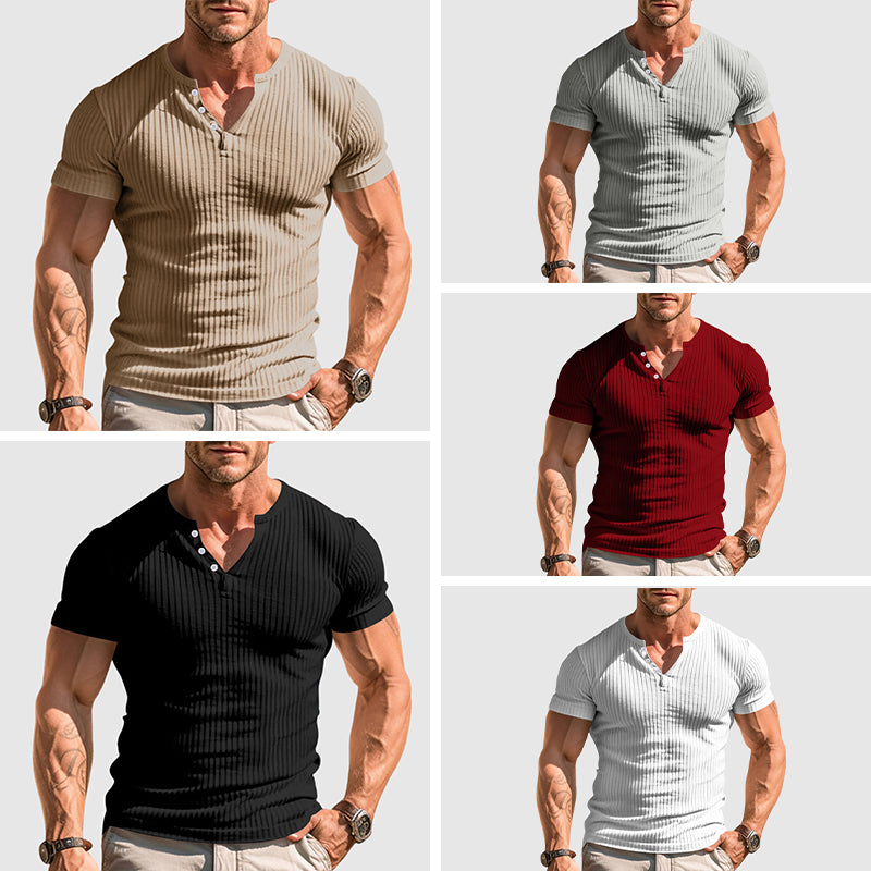 Chemise Henley Felix Grant Coupe Slim Urbain Couleur Unie Confort Respirant Pour Homme