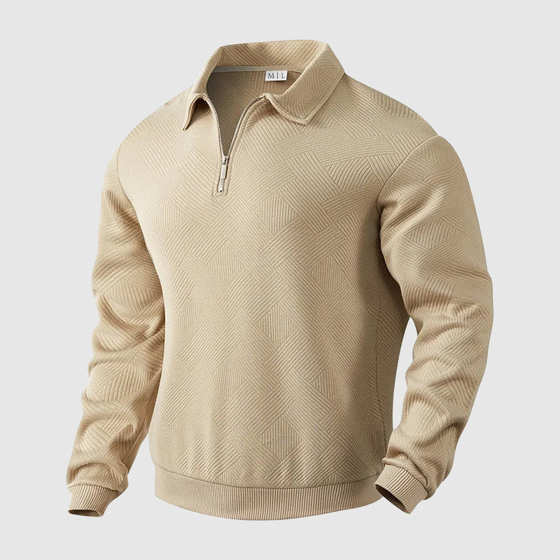 Felix Grant Pull Polo Urbain Zip Polyester Décontracté Manches Longues Sans Repassage Disponible en Plusieurs Couleurs