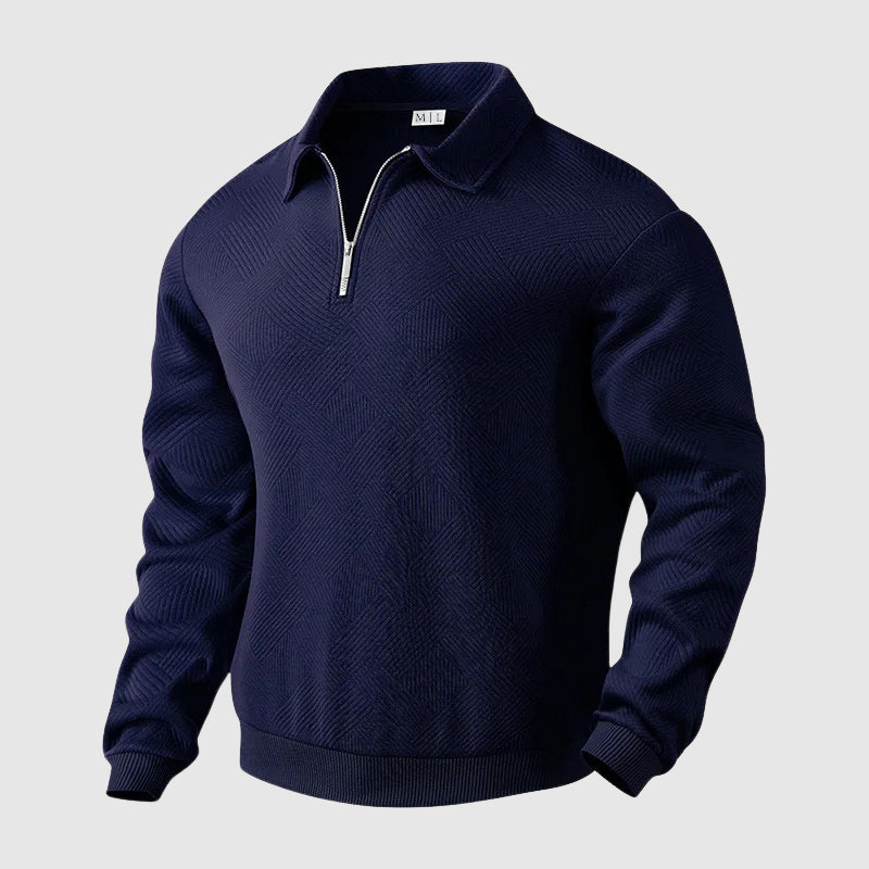 Felix Grant Pull Polo Urbain Zip Polyester Décontracté Manches Longues Sans Repassage Disponible en Plusieurs Couleurs