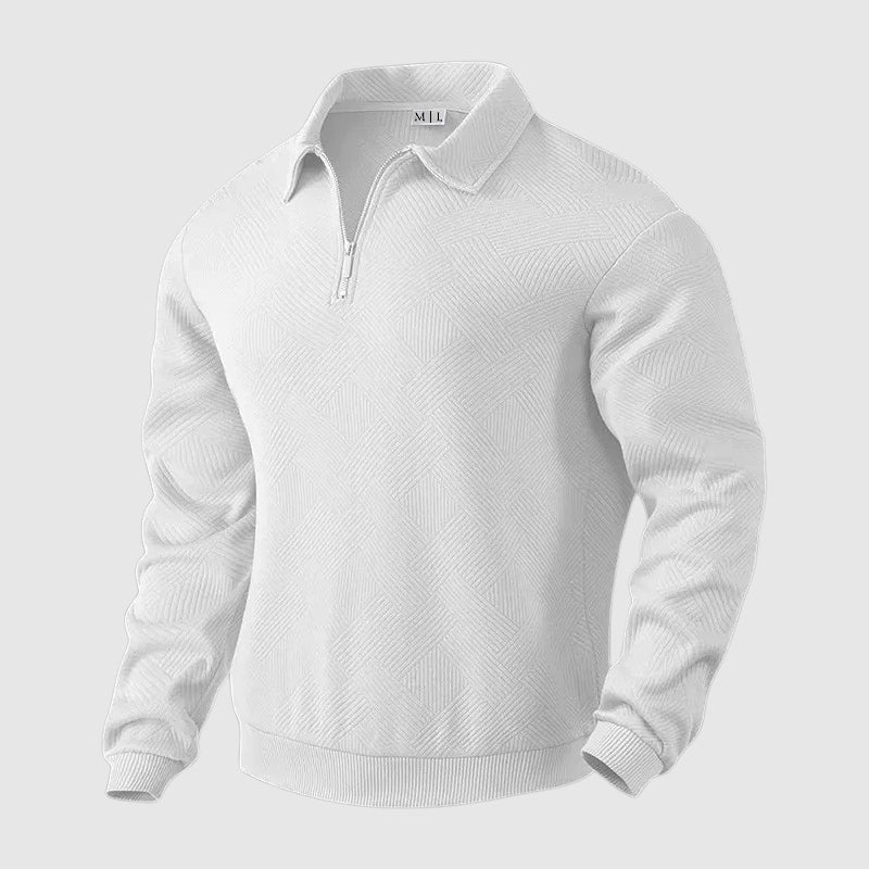 Felix Grant Pull Polo Urbain Zip Polyester Décontracté Manches Longues Sans Repassage Disponible en Plusieurs Couleurs