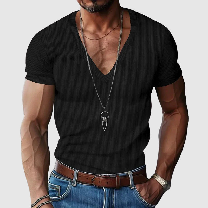Felix Grant Tee Décontracté Col V Slim Fit En Polyester Respirant Pour Printemps Été Disponible En Couleurs