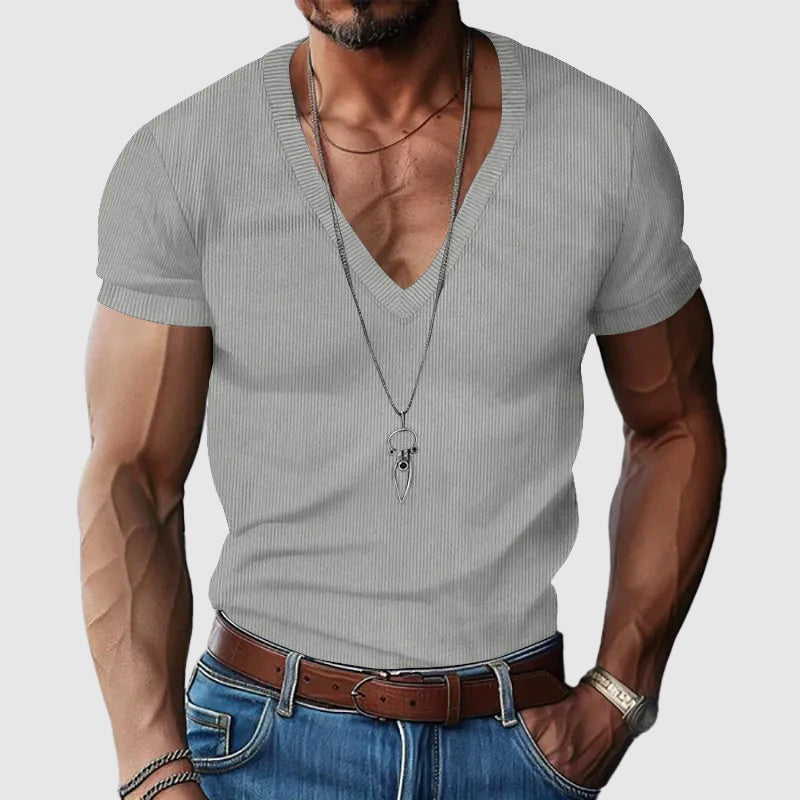 Felix Grant Tee Décontracté Col V Slim Fit En Polyester Respirant Pour Printemps Été Disponible En Couleurs