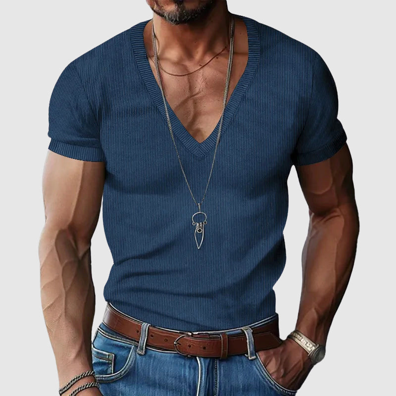 Felix Grant Tee Décontracté Col V Slim Fit En Polyester Respirant Pour Printemps Été Disponible En Couleurs