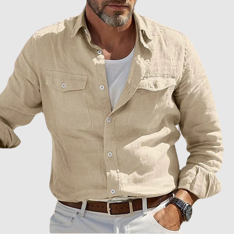 Chemise Felix Grant Vintage Lin Coton Mélangé Pour Un Style Décontracté et Raffiné