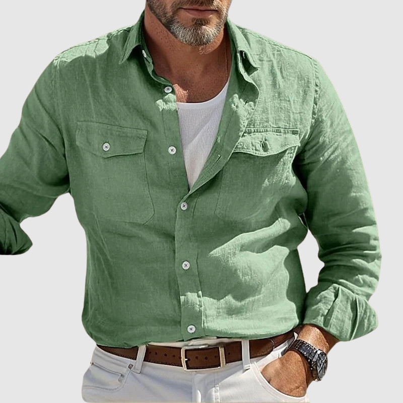 Chemise Felix Grant Vintage Lin Coton Mélangé Pour Un Style Décontracté et Raffiné