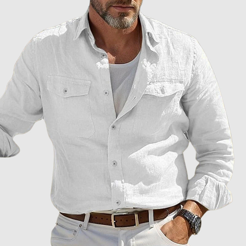 Chemise Felix Grant Vintage Lin Coton Mélangé Pour Un Style Décontracté et Raffiné