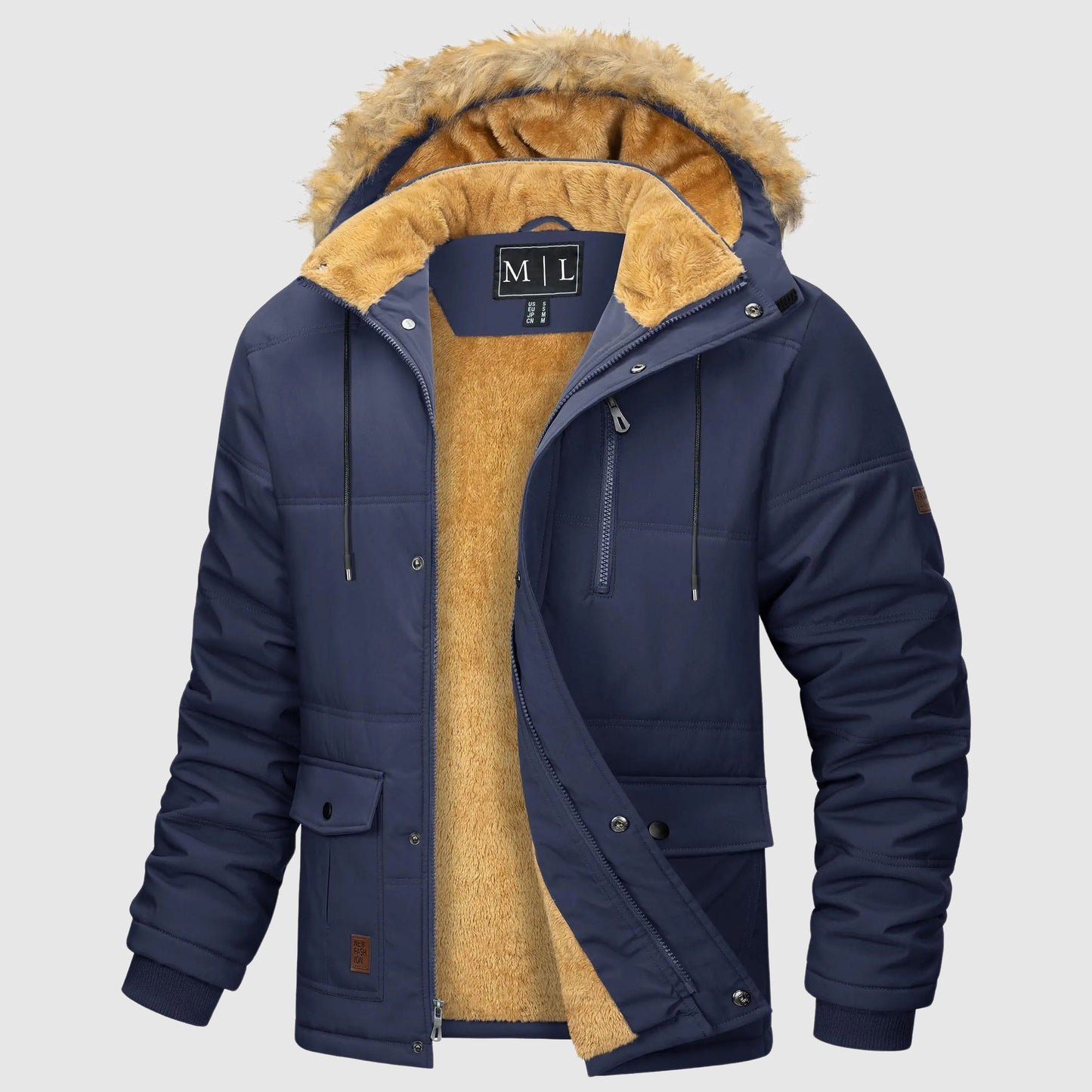 Veste Polaire Épais De Haute Qualité Avec Capuche Amovible Et Détails À Boutons Felix Grant Shield