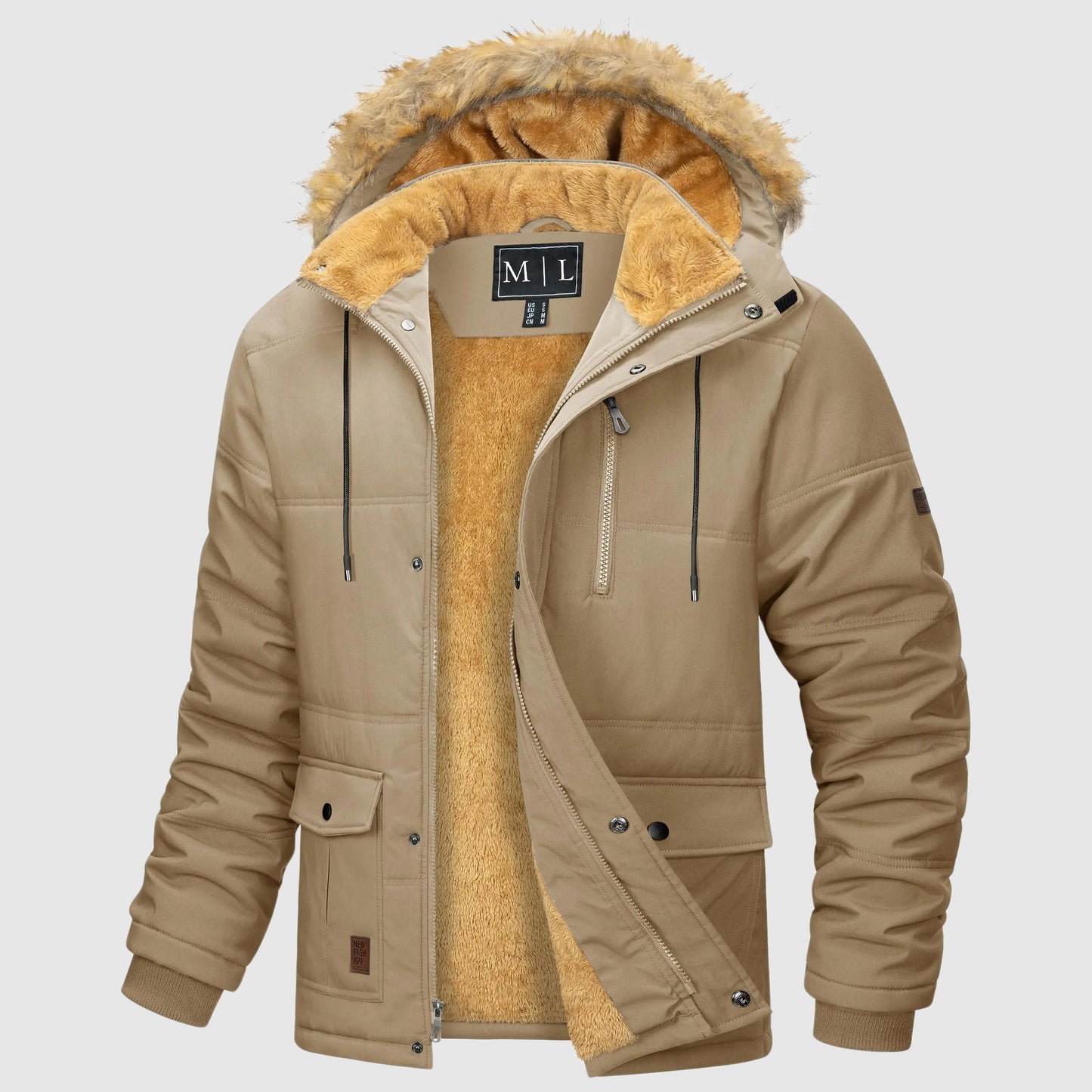 Veste Polaire Épais De Haute Qualité Avec Capuche Amovible Et Détails À Boutons Felix Grant Shield
