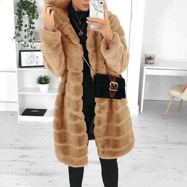Alexa Manteau Femme Élégant Boutonné En Fausse Fourrure Pour Temps Frais Et Confortable