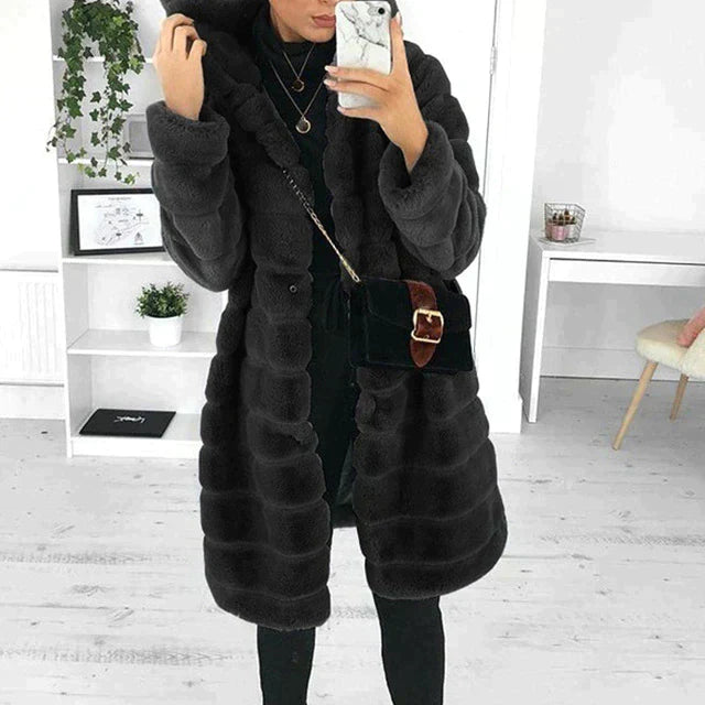 Alexa Manteau Femme Élégant Boutonné En Fausse Fourrure Pour Temps Frais Et Confortable