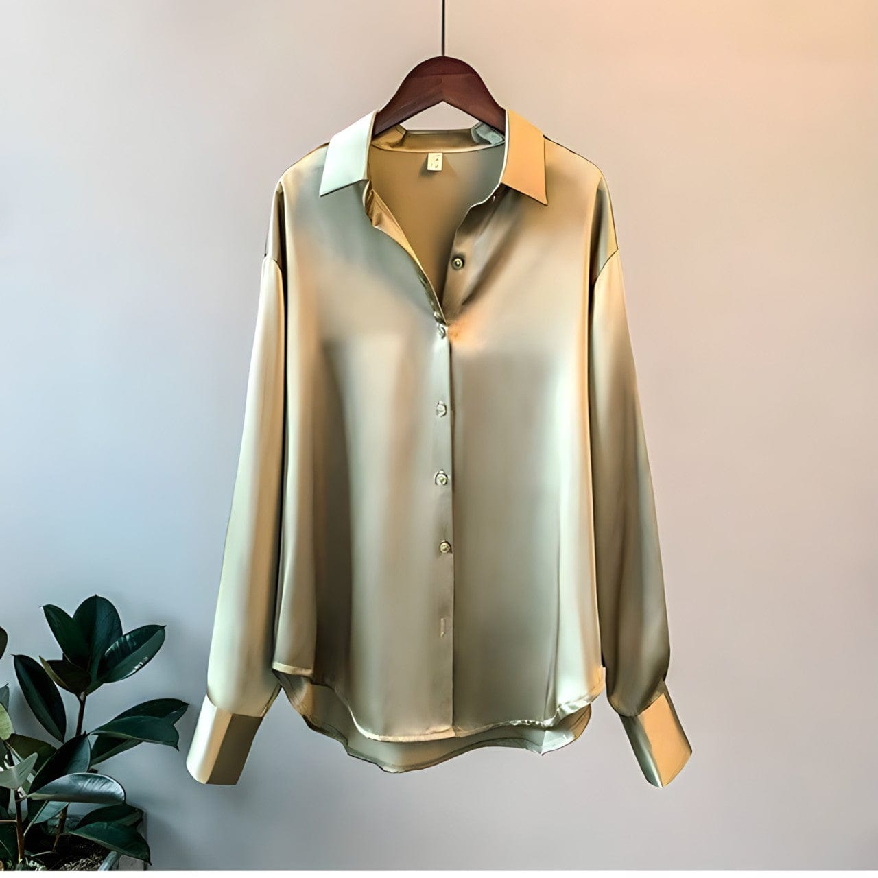 Blouse En Soie Pour Femme Manche Longue Bouton Pression Col Classique Ajustée Élégante Pour Occasions Polyvalentes