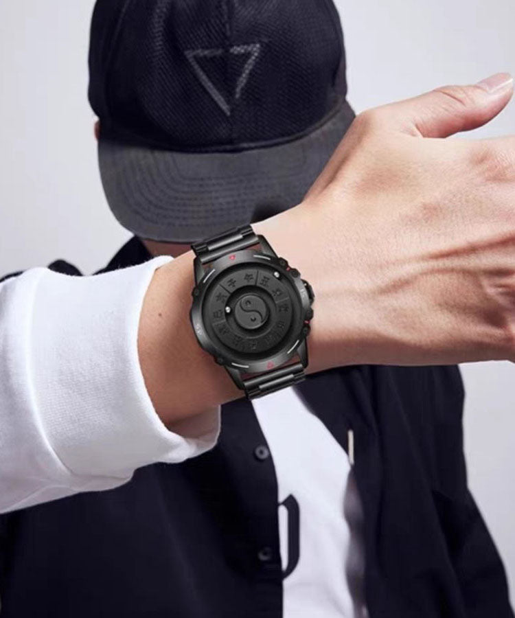Montres étanches à mouvement à quartz en acier inoxydable noir de qualité - Amawinc