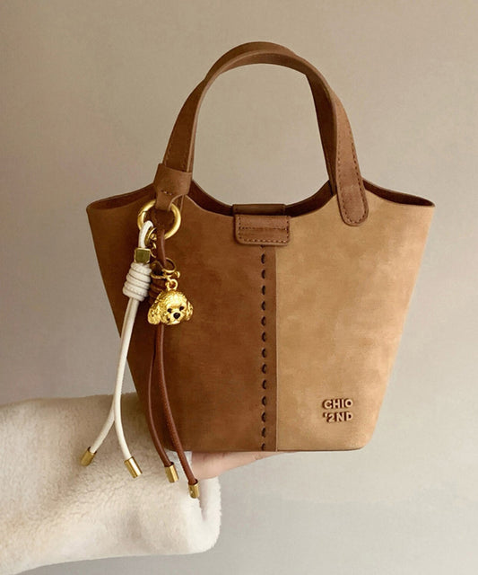 Sac fourre-tout en similicuir patchwork marron fin - Amawinc