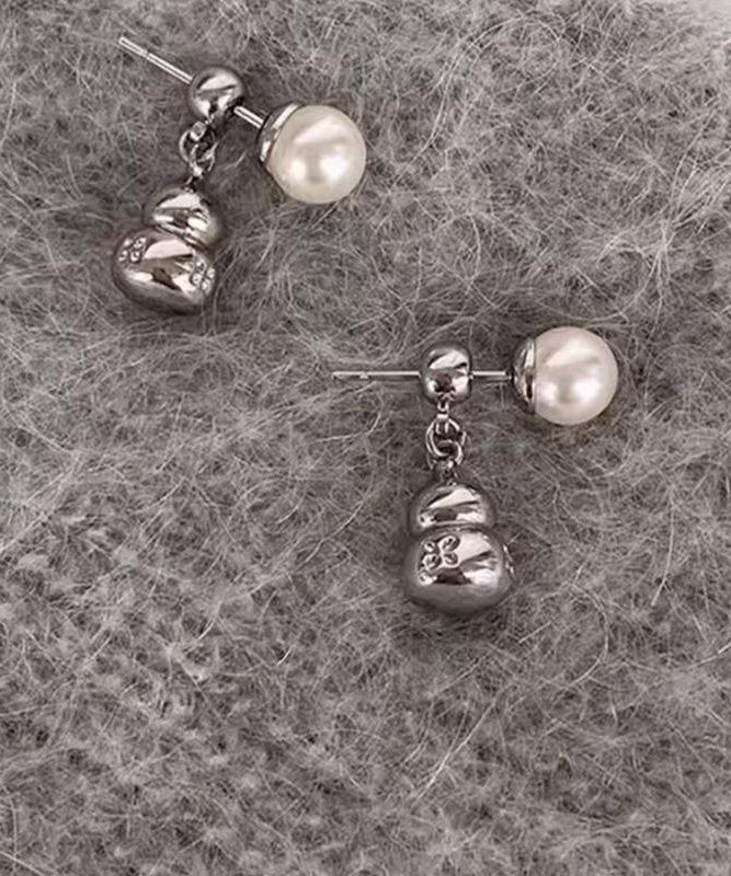 Boucles d'oreilles à tige en argent sterling avec perles grises fines - Amawinc