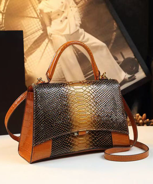 Sac fourre-tout en cuir de veau gaufré orange fin - Amawinc