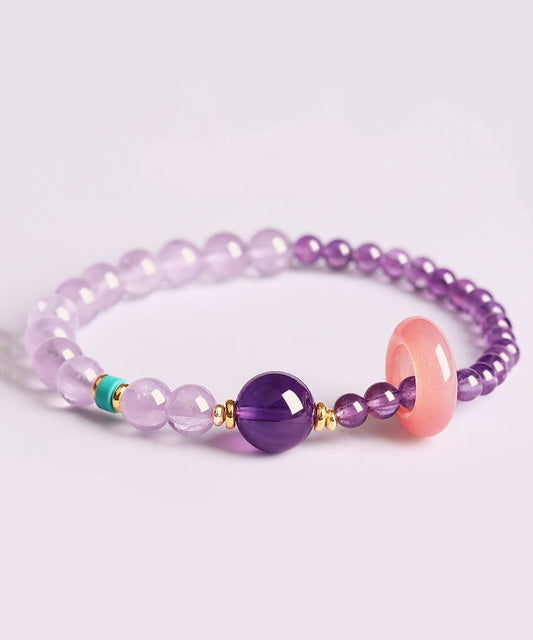 Bracelet chaîne en alliage fin et perles de cristal violet - Amawinc