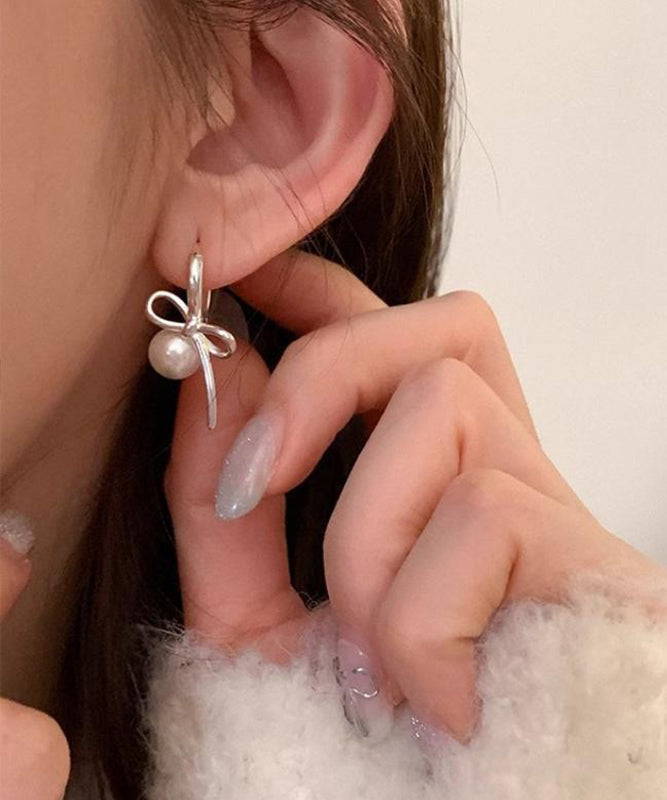 Boucles d'oreilles créoles en argent sterling et perles en soie fine - Amawinc