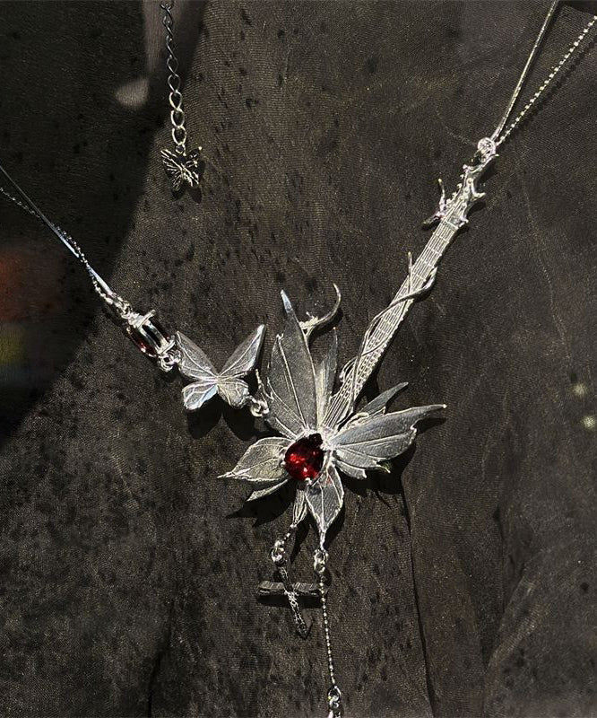 Collier avec pendentif papillon en argent sterling et pierre précieuse en soie fine - Amawinc