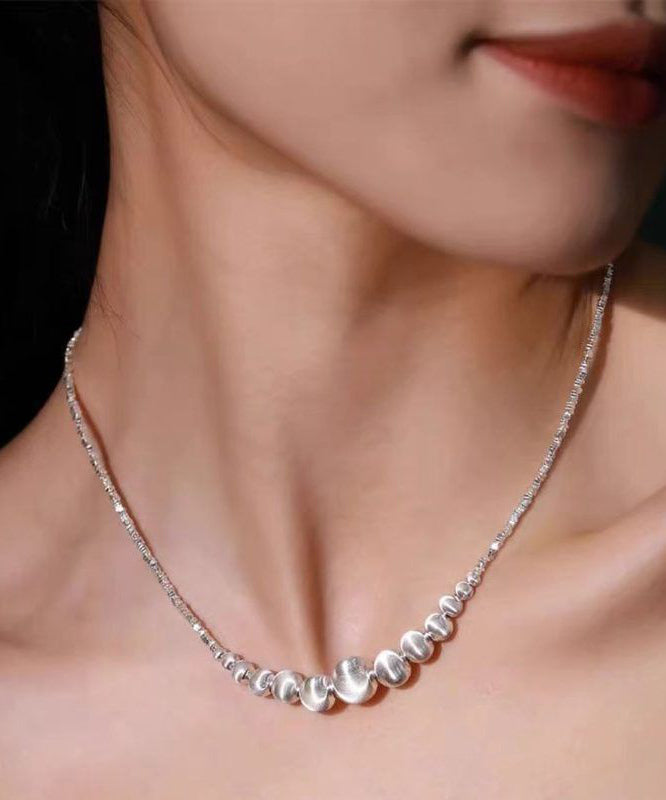 Collier de perles graduées en argent sterling et en argent brisé avec pierre œil de chat en soie fine - Amawinc