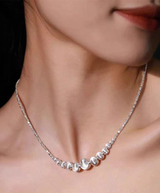 Collier de perles graduées en argent sterling et en argent brisé avec pierre œil de chat en soie fine - Amawinc