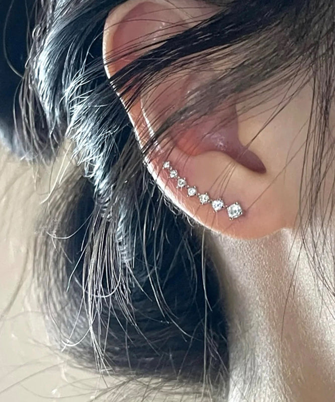 Boucles d'oreilles créoles en argent sterling et zircon en forme d'arc en soie fine - Amawinc