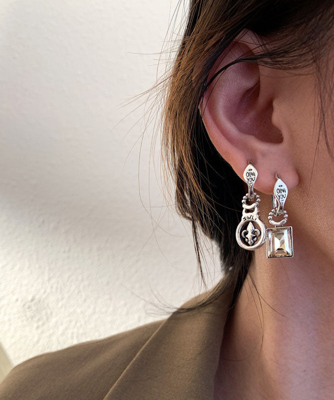 Boucles d'oreilles pendantes en argent sterling et zircon en forme de croix - Amawinc