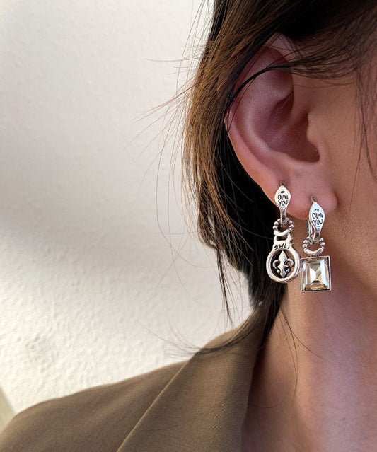 Boucles d'oreilles pendantes en argent sterling et zircon en forme de croix - Amawinc