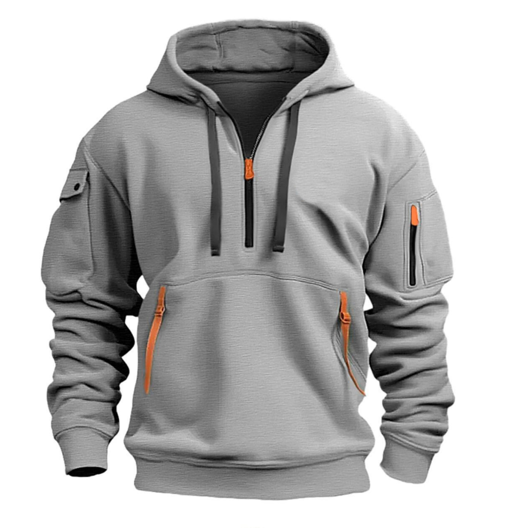 Hoodie Homme Manches Longues Avec Poches Utilitaires Multiples Poches Zippées Pour Le Quotidien