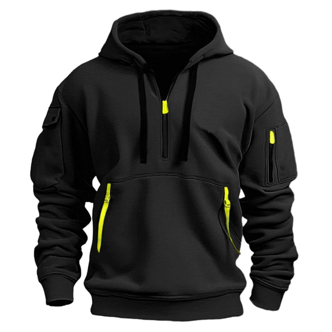 Hoodie Homme Manches Longues Avec Poches Utilitaires Multiples Poches Zippées Pour Le Quotidien