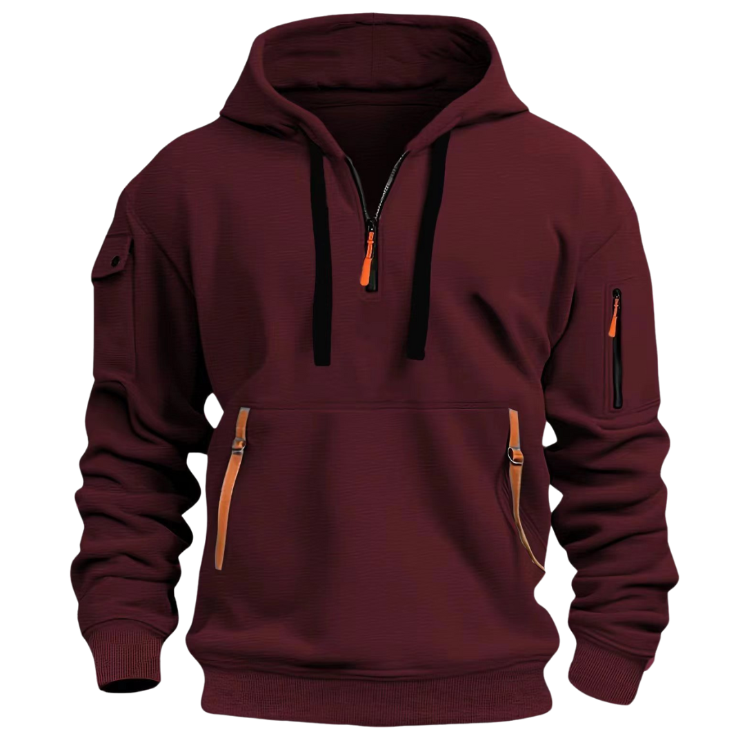 Hoodie Homme Manches Longues Avec Poches Utilitaires Multiples Poches Zippées Pour Le Quotidien