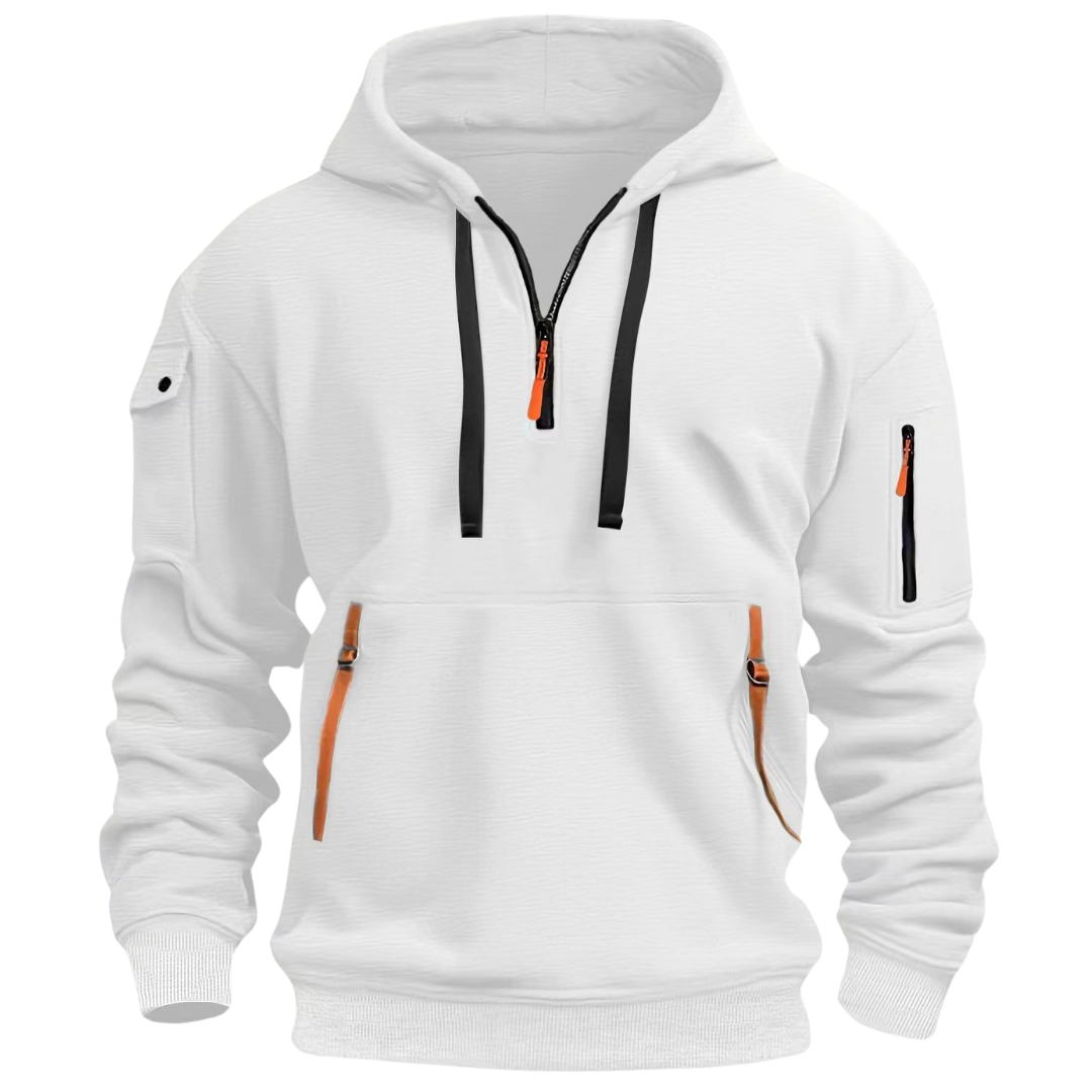 Hoodie Homme Manches Longues Avec Poches Utilitaires Multiples Poches Zippées Pour Le Quotidien